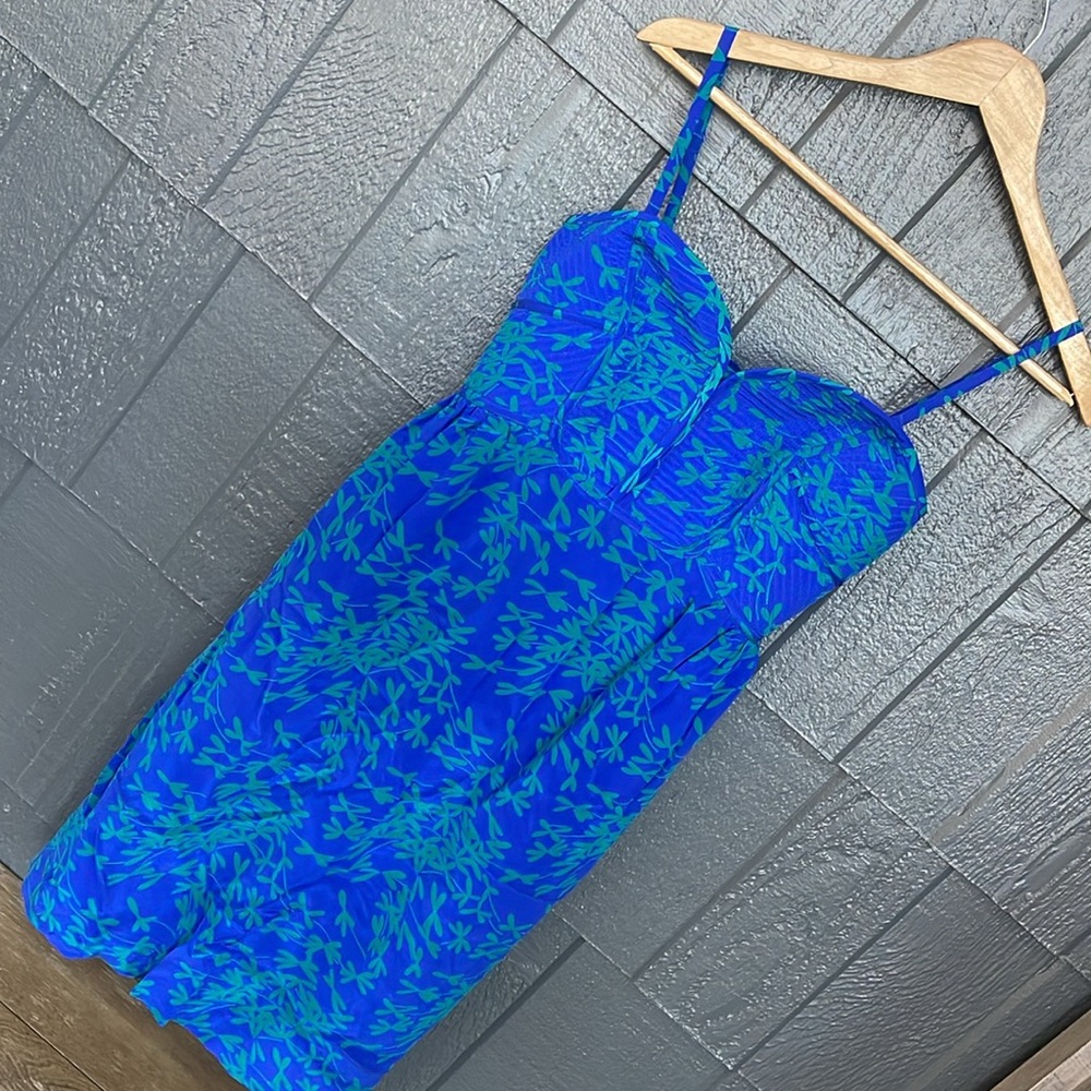 Anthropologie Maeve Blue Green Silk Dress - Picture 9 of 10